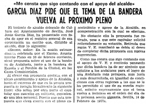 Segunda petición de votación por parte de José Jesús García Díaz. ABC de Sevilla 14/02/1977